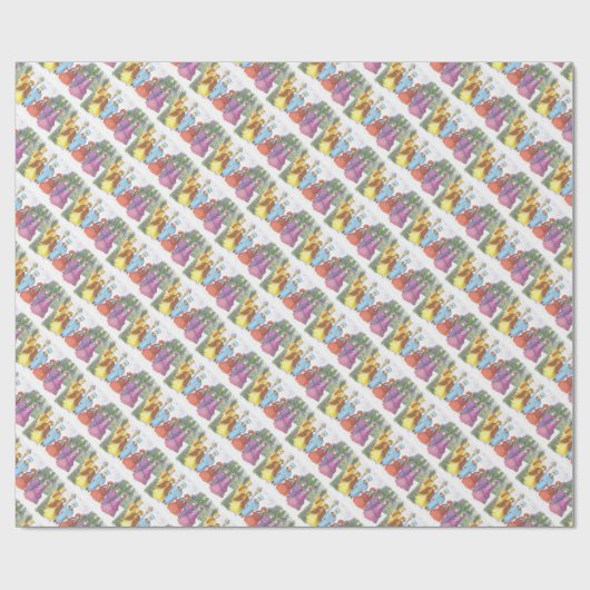 Farbenfrohe Weihnachtslieder Geschenkpapier (Flach)