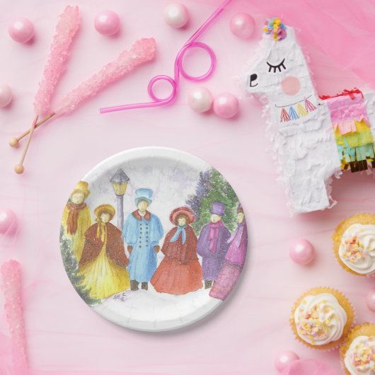 Farbenfrohe Weihnachtslieder Pappteller (Party)