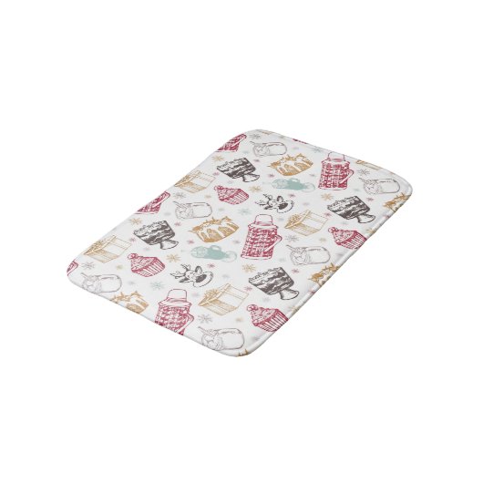 Farbenfrohe Weihnachtsmuster Badematte (Schrägansicht)