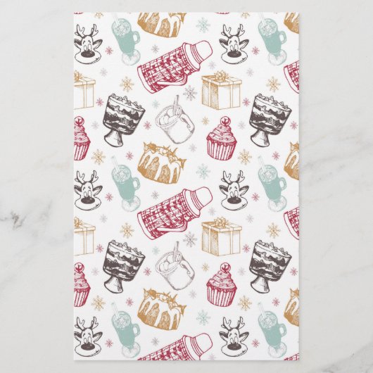 Farbenfrohe Weihnachtsmuster Briefpapier (Vorderseite)