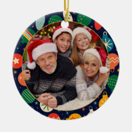 Farbenfrohe Weihnachtsmuster Ein Foto Keramik Ornament