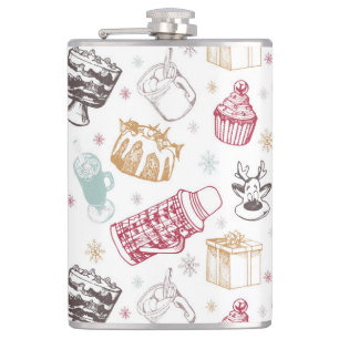 Farbenfrohe Weihnachtsmuster Flachmann