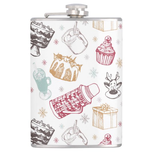 Farbenfrohe Weihnachtsmuster Flachmann (Vorderseite)