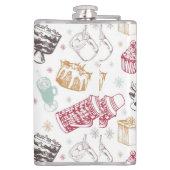 Farbenfrohe Weihnachtsmuster Flachmann (Rückseite)