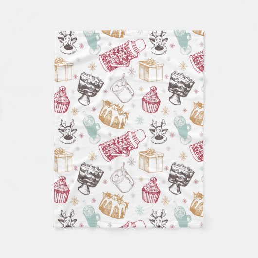 Farbenfrohe Weihnachtsmuster Fleecedecke (Vorderseite)
