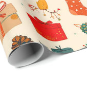 Farbenfrohe Weihnachtsmuster Geschenkpapier (Rolleneckpunkt)