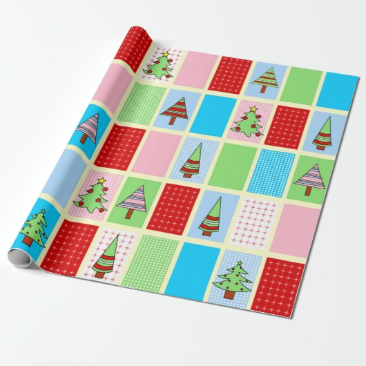 Farbenfrohe Weihnachtsmuster Geschenkpapier (Ungerollt)