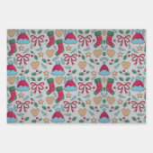Farbenfrohe Weihnachtsmuster Geschenkpapier Set (Vorderseite 3)