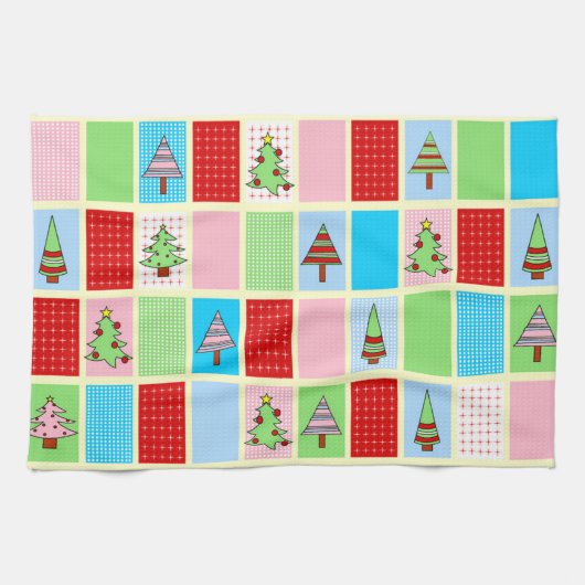 Farbenfrohe Weihnachtsmuster Geschirrtuch (Horizontal)