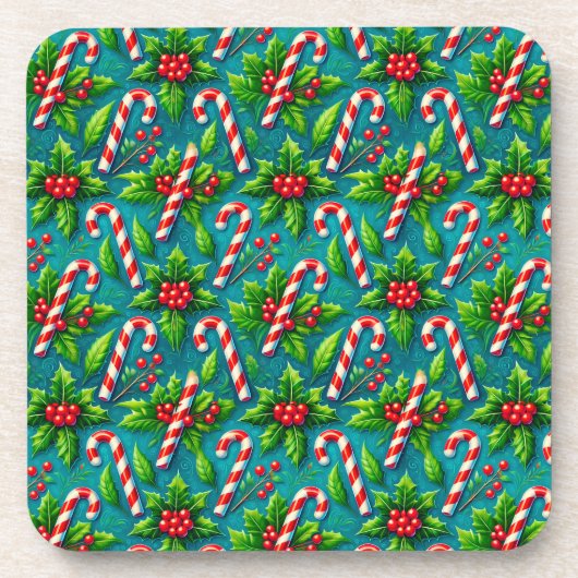 Farbenfrohe Weihnachtsmuster Getränkeuntersetzer (Vorderseite)