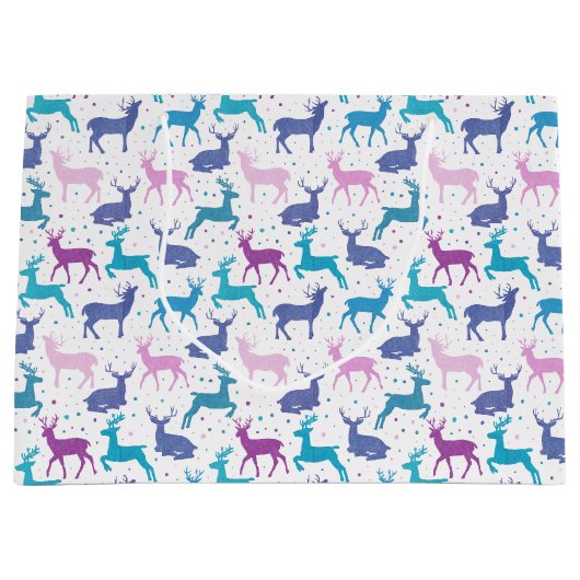 Farbenfrohe Weihnachtsmuster Große Geschenktüte (Vorderseite)