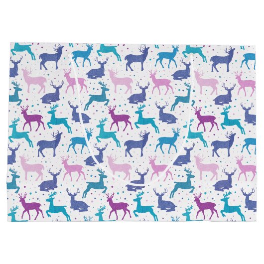 Farbenfrohe Weihnachtsmuster Große Geschenktüte (Rückseite)