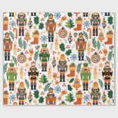 Farbenfrohe Weihnachtsmuster mit Nutcrackern Geschenkpapier (Flach)