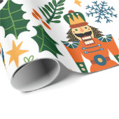 Farbenfrohe Weihnachtsmuster mit Nutcrackern Geschenkpapier (Rolleneckpunkt)