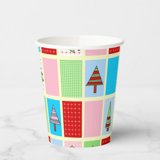 Farbenfrohe Weihnachtsmuster Pappbecher (Links)