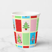 Farbenfrohe Weihnachtsmuster Pappbecher (Vorderseite)