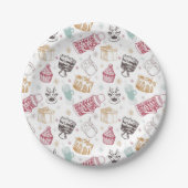 Farbenfrohe Weihnachtsmuster Pappteller (Vorderseite)