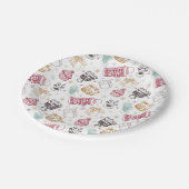 Farbenfrohe Weihnachtsmuster Pappteller (Schrägansicht)