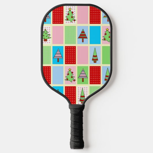 Farbenfrohe Weihnachtsmuster Pickleball Schläger (Vorderseite)