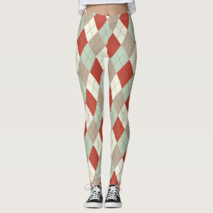 Farbenfrohe Weihnachtsmuster, Raute Muster Leggings
