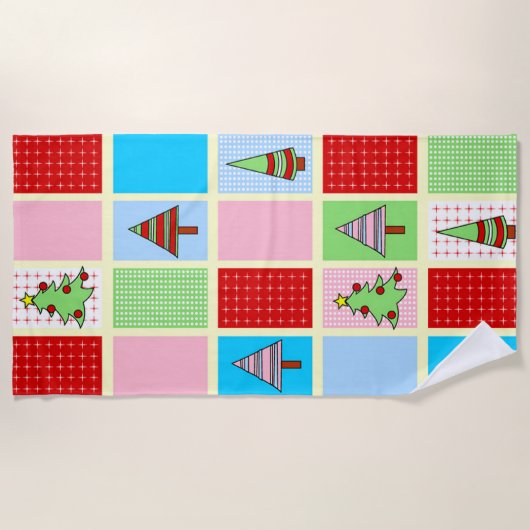 Farbenfrohe Weihnachtsmuster Strandtuch (Vorderseite)