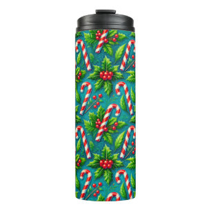 Farbenfrohe Weihnachtsmuster Thermosbecher