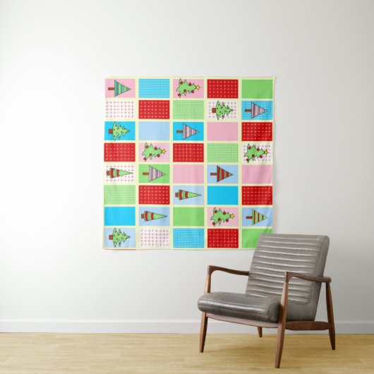 Farbenfrohe Weihnachtsmuster Wandteppich (Beispiel (Horizontal))