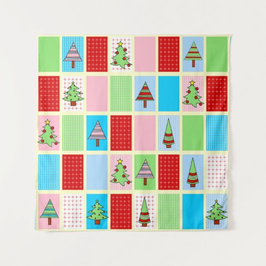 Farbenfrohe Weihnachtsmuster Wandteppich (Vorderseite)