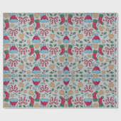 Farbenfrohe Weihnachtsmuster-Wrapping Papier Blätt Geschenkpapier (Flach)