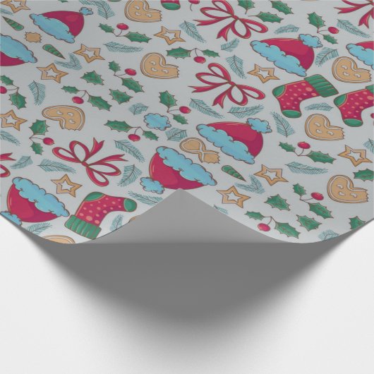 Farbenfrohe Weihnachtsmuster-Wrapping Papier Blätt Geschenkpapier (Ecke)