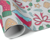 Farbenfrohe Weihnachtsmuster-Wrapping Papier Blätt Geschenkpapier (Rolleneckpunkt)