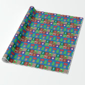Farbenfrohe Weihnachtsmuster-Wrapping Papier Geschenkpapier (Ungerollt)
