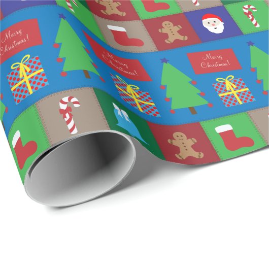 Farbenfrohe Weihnachtsmuster-Wrapping Papier Geschenkpapier (Rolleneckpunkt)