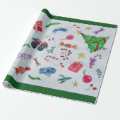Farbenfrohe Weihnachtsobjekte auf der Seite W Geschenkpapier (Ungerollt)