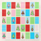 Farbenfrohe Weihnachtsplätze Glasuntersetzer (Vorderseite)