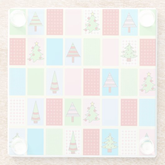 Farbenfrohe Weihnachtsplätze Glasuntersetzer (Rückseite)