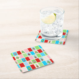 Farbenfrohe Weihnachtsplätze Rechteckiger Pappuntersetzer