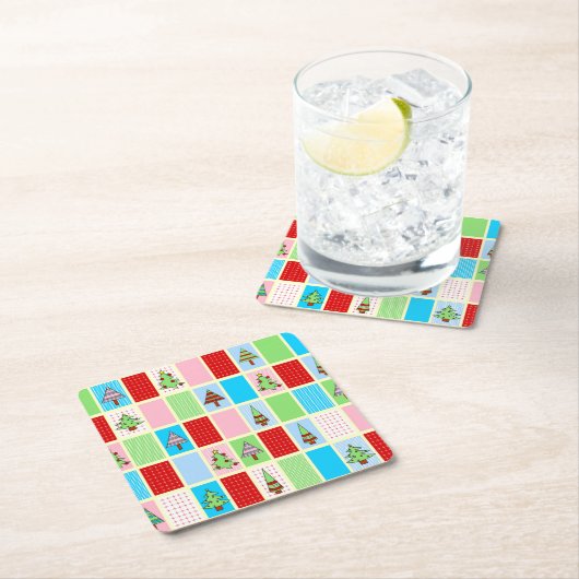 Farbenfrohe Weihnachtsplätze Rechteckiger Pappuntersetzer (Vor Ort)