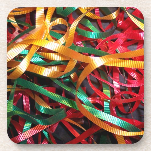 Farbenfrohe Weihnachtsribons Set von Cork Unterset Untersetzer (Vorderseite)