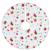 Farbenfrohe Weihnachtsschmuck auf weiß Polyester Weihnachtsbaumdecke (Vorderseite)