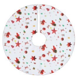 Farbenfrohe Weihnachtsschmuck auf weiß Polyester Weihnachtsbaumdecke