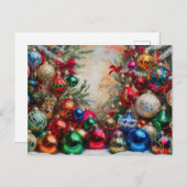 Farbenfrohe Weihnachtsschmuck Feiertagspostkarte (Vorne/Hinten)