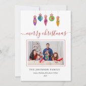 Farbenfrohe Weihnachtsschmuck Foto Grüße Karte (Vorderseite)