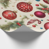 Farbenfrohe Weihnachtsschmuck Geschenkpapier (Ecke)