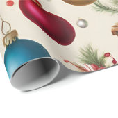Farbenfrohe Weihnachtsschmuck Geschenkpapier (Rolleneckpunkt)