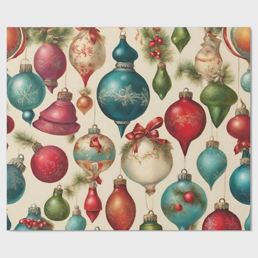 Farbenfrohe Weihnachtsschmuck Geschenkpapier (Flach)