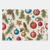 Farbenfrohe Weihnachtsschmuck Geschenkpapier Set (Vorderseite)
