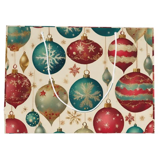 Farbenfrohe Weihnachtsschmuck Große Geschenktüte (Rückseite)