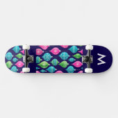 Farbenfrohe Weihnachtsschmuck Mit Monogramm Skateboard (Horizontal)