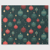 Farbenfrohe Weihnachtsschmuck Muster Geschenkpapier (Flach)